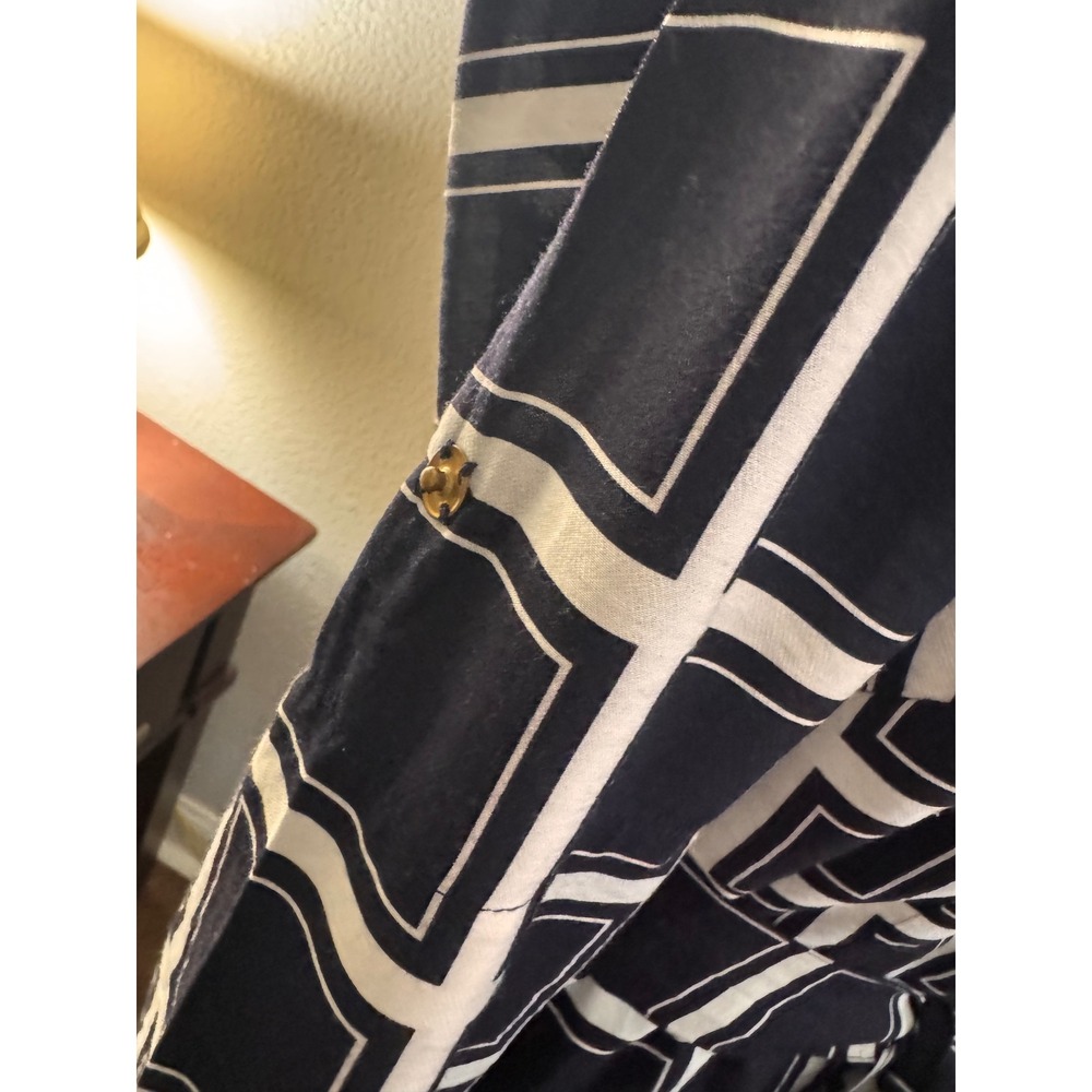 Laundry by Shelli Segal Dress Size 6 Navy White Geometric Belted Shirt Dress - Picture 8 of 10